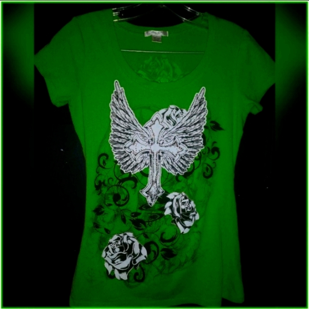 Neon Green Graphic T-Shirt Short Sleeve Juniors